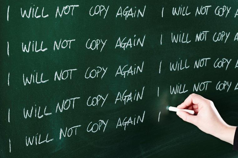 I will not copy again written on a chalkboard several times