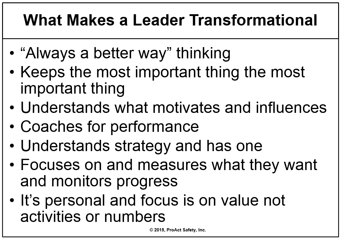 What Makes a Leader Transformational list
